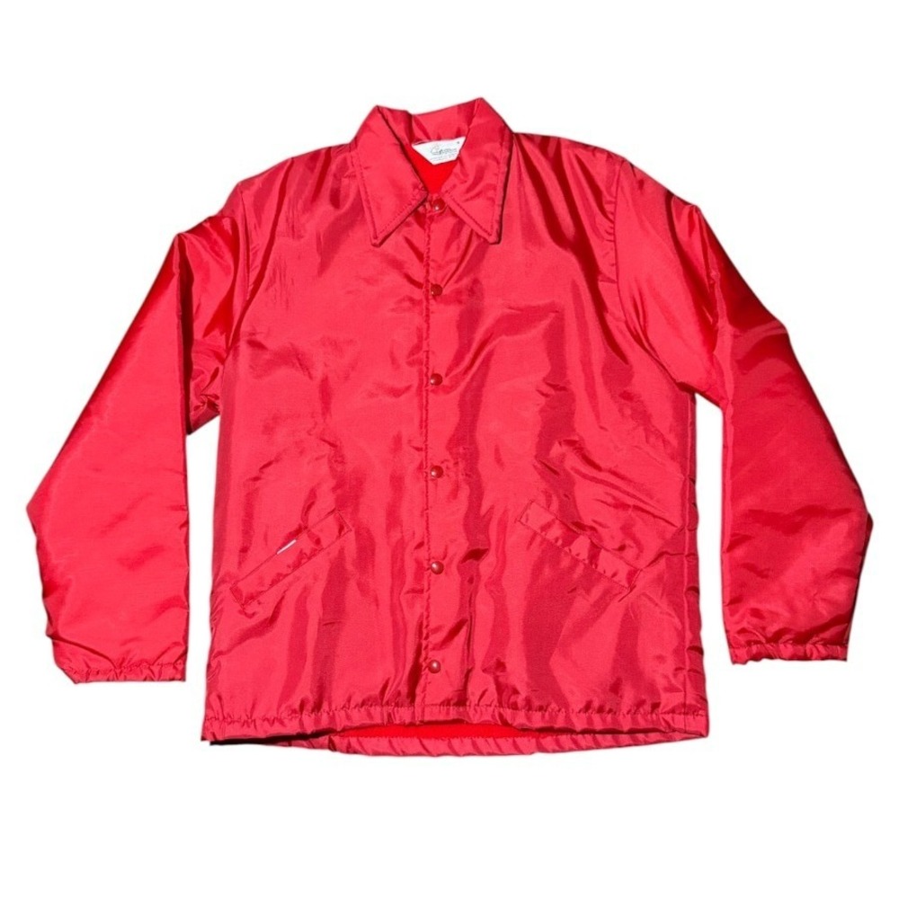 Vintage 80s Gem Sportswear Red Coaches Fleece Lined Coat USA Windbreaker Jacket